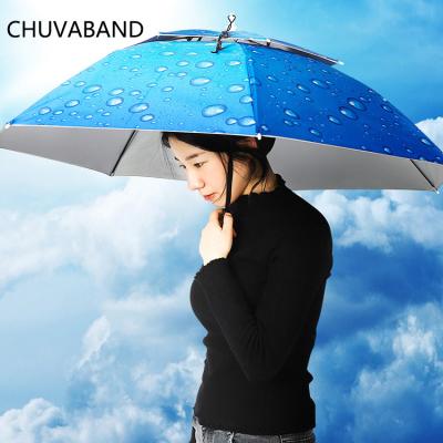 China CHUVABAND 21 Inch 7k 2 Layers Luxury Morden Double Layers Fishing Hat Headwear Umbrella To Increase Head Hats Rain Gear Camping Outdoor Umbrellas for sale