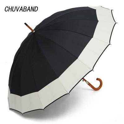 China CHUVABAND New Large Handle Umbrella Golf Rain Umbrellas Men Casual Wooden Strong Windproof Gifts Black Umbrella QY210019 Big Long for sale