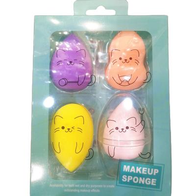 China Professional Non-latex 4pcs Colorful Make Up Sponge Set for sale