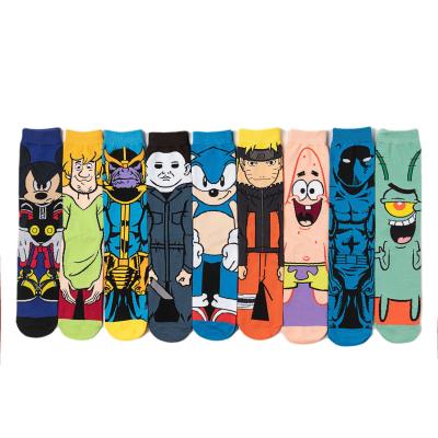 China Custom Funky Crazy Funky Funny Crazy Cartoon Men Women Novelty Crew Cotton Comic Character Calcetines Dibujos Animados Socken Graphic Socks for sale