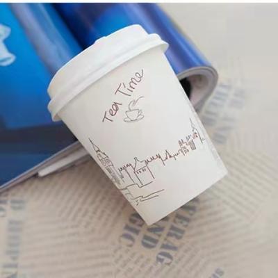 China Customized Eco-Friendly Disposable Ripple Single Double Wall Biodegradable Paper Cup Disposable Biodegradable Coffee Cups for sale