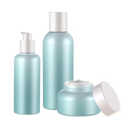 China 240ML 120ML 50G Round Shape PET Cosmetic Plastic Bottle Pump Dispenser Cosmetic Jar For Skin Care for sale