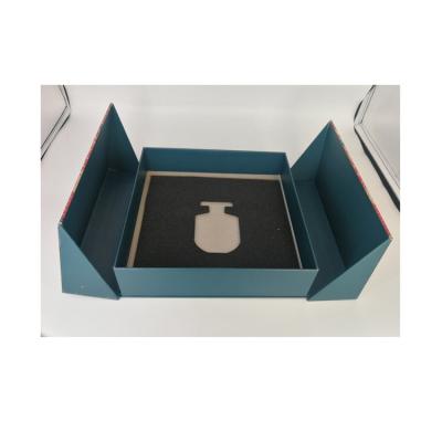 China Luxury Handmade Door Fold Texture Paper Box Packaging Box with EVA Foam Lining for sale