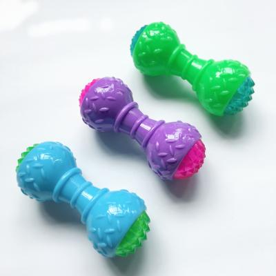 China Sustainable dog fun toys chew toys healthy TPR pet productsDumbbell rubber for Pet Teeth Cleaning&Training for sale