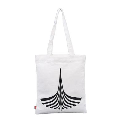 China Factory Sale White Color Cotton Handled Reusable Bag With Inner Pocket for sale