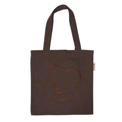 China Soft Hand Canvas Bag Shoulder Bag Bear Embroidered Soft Shopping Bag for sale