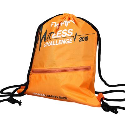 China High Quality Orange Cartoon PP Polyester Gym Sport String Bag, Polyester Drawstring Bag for sale