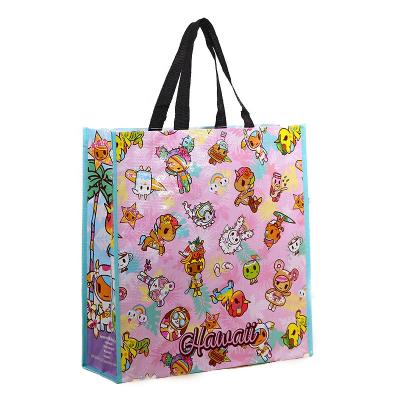 China Reusable Handled Polypropylene Tote Laminated Non Woven Bag OEM Shopping Tote Pp Woven Bag for sale