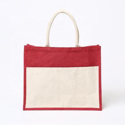 China Promotional High Quality Custom Handled Printed Jute Tote Bag For Wholesale Jute Bag for sale