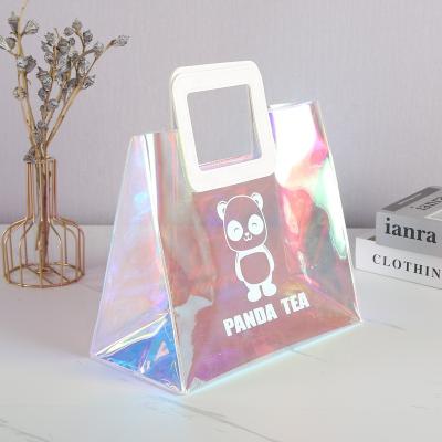 China Fashion Wholesale Waterproof Beach Tote Shopping Bags Clear Transparent PVC Handled Bags Clear PVC Bag for sale