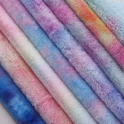 China Home Textile Shrink-Resistant 100% Polyester Velvet Flocking Fabric 280GSM Tie-Dye Thick Fabric for sale