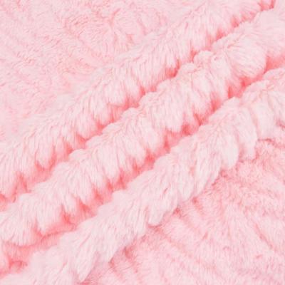 China Embossed winter pattern Shrink-resistant pink knit fabric velor for baby blanket pajamas lining bedding home textile for sale