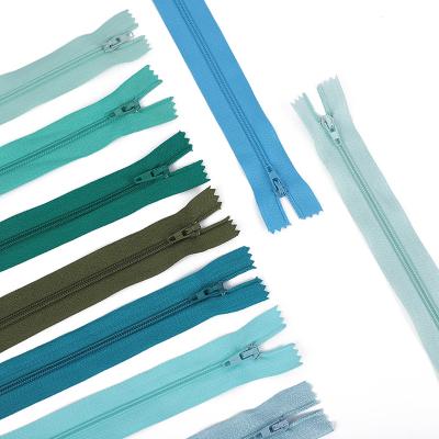 China Factory Direct Sale 3# Polyester Cloth Nylon End-End Colored Clothing Zipper Viable Zippers In Stock For Bags Pants for sale