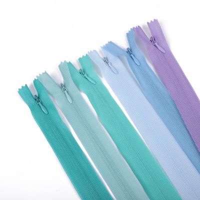 China Factory direct viable wholesale 3# nylon invisible zipper colorful lace fabric tape clothing zippers stock for clothes dresses pants for sale