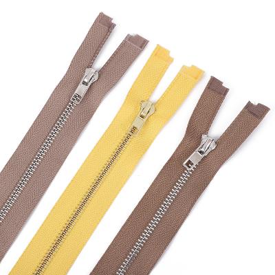 China Manufacture Wholesale 3# 5# Metal End-End Zipper Custom Brass High Quality Viable Gold Silver Automatic Lock For Luggage Jean Bags for sale