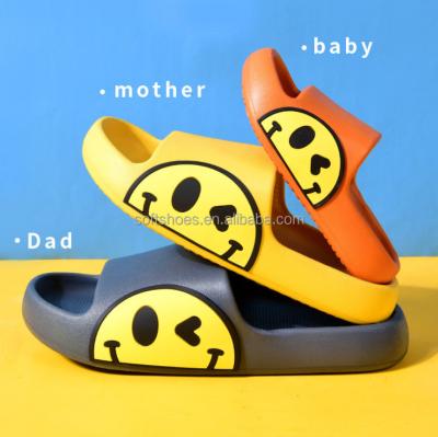 China Wholesale Women Arch Support Fashion Trend Parent-offspring Man Slipper Cartoon Smiley Beach Eva Kids Indoor Sandal for sale