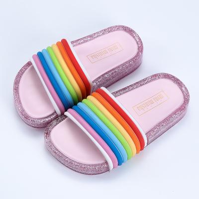 China Princess Shoes Led Flashing flat children 2021 and rainbow slippers summer girls light up slippers children for sale