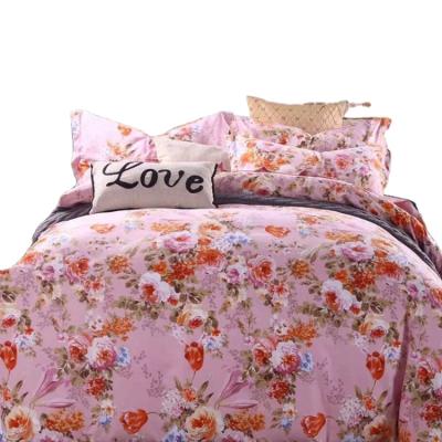 China Supplier Fabric Breathable 100% Polyester Woven Fabric Orange And Pink Printing Fabric For Sheet Sets In Rolls for sale