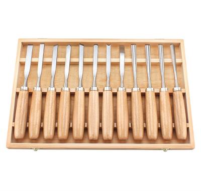 China Construction 12 Pieces Mini Wood Carving Tools Wood Tool Turning Chisel Set Lathe Tools for sale