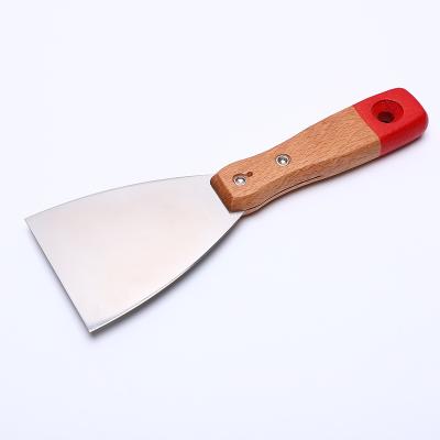 China Construction tools factory direct sale double color blade putty knife wood handle notched tile scraper for sale