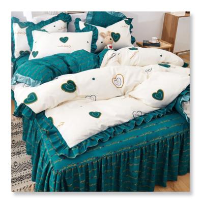 China Modern Hot Sale Polyester Fabric Decorated Hotel Bed Skirt And Cushions 100% for sale