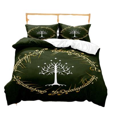 China Nondisposable turkey bedding sets dark green bedding set duvate cover tree of life 3D pattern Christmas applicable heeet for sale