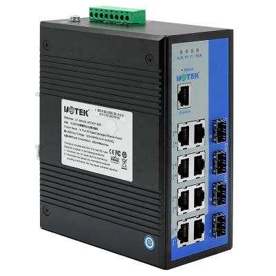 China Full Security UOTEK UT-62012G-8GT4GP-MNF 10-Port Gigabit Managed Industrial Ethernet Switch for sale