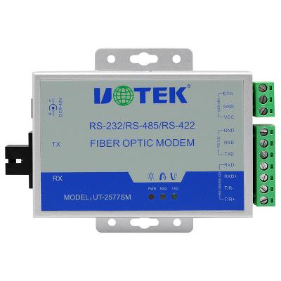 China Security UOTEK UT-2577SM Industrial Serial RS232 RS485 RS422 Modem Fiber Optic Converter for sale