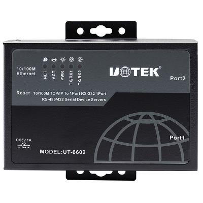 China Iron Case UT-6602 Hot Sale 10/100M TCP/IP RS-232 /RS-485/422 Serial Device Server for sale