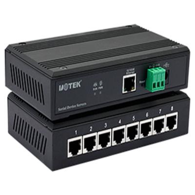 China Plastic Ethernet Network 10/100M To 8-Ports RS-232/485/422 Serial Device Server for sale