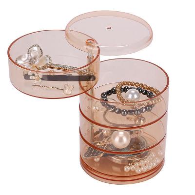 China Durable Transparent Jewelry Storage Box Ring Earring Home Dustproof Lipstick Frame Gifts Plastic Desktop Jewelry Box for sale