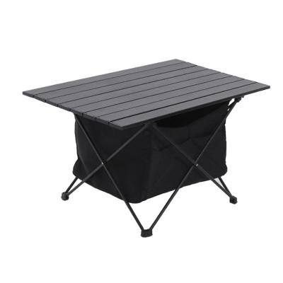 China Durable Portable Black Outdoor Portable Outdoor Folding Aluminum Alloy Living Room Furniture Picnic Camping BBQ Home Party Table for sale