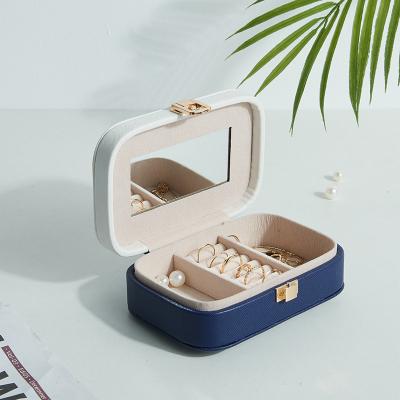 China Jewelry Package Factory Price Customized Logo Travel Rings Earrings Storage Box PU Leather Case Portable Small Jewelry Box for sale