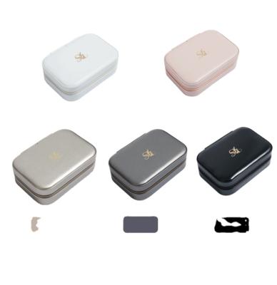 China Factory Portable Wholesale Travel SENCAI Customer Acceptable Logo Mini Jewelry Organizer PU Travel Jewelry Box Case For Stud Earrings Rings for sale