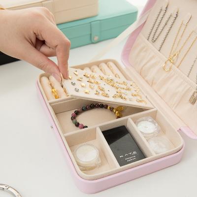 China Wholesale Portable SENCAI Travel Jewelry Box For Women Girls, PU Leather Organizer Holder Boxes Removable Display Storage Travel Case For Rings for sale