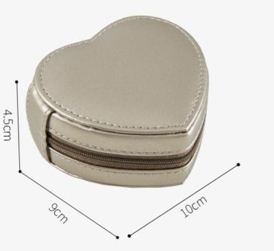 China Wholesale SENCAI Portable Travel Jewelry Packaging Box With Logo Small Heart Jewelry Organizer Box Holder PU Leather Travel Case For Earing Ring for sale