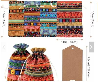 China SENCAI Recyclable Fabric Burlap Bags Drawstring Organizer Jewelry Pouches Candy Chocolate Bag Gift Wrapping Bags with Egyptian Ethnic Style for sale