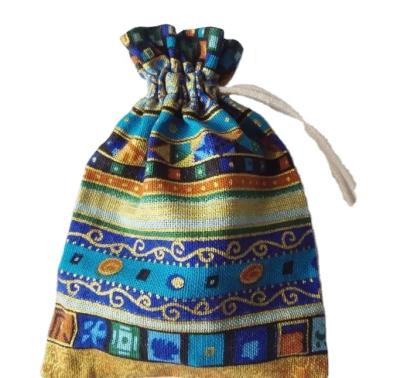 China SENCAI Wholesale Recyclable Fabric Burlap Bags Drawstring Jewelry Pouches Candy Chocolate Bag Gift Wrapping Bags with Egyptian Ethnic Style for sale