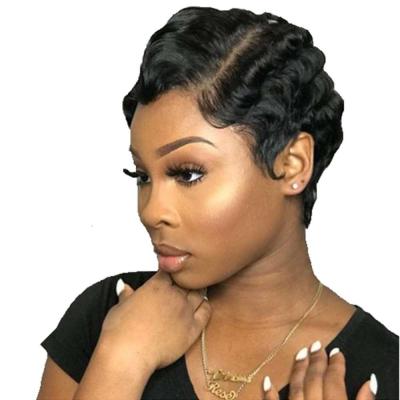 China Brazilian Remy Wavy Hot Selling Hot Selling Short Lace Front Human Hair Wigs For Beautiful Women for sale