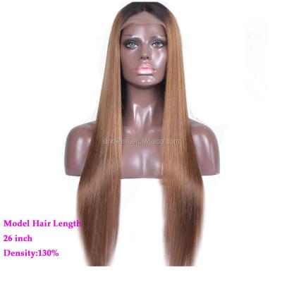 China Long Length Silky Straight Human Hair Ombre Russian Wig Straight Lace Front Wigs Two Color U Part Wigs for sale