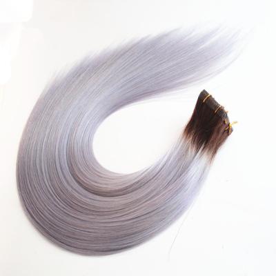 China Silky Straight Wave Ombre Gray ColorTape In Hair Extensions Hair Machine 100% Remy Invisible Skin Weft Natural Hair for sale