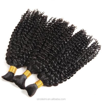 China Kinky Curly Malaysian Human Braiding Hair Bulk No Weft Kinky Curly Hair Bundles for sale