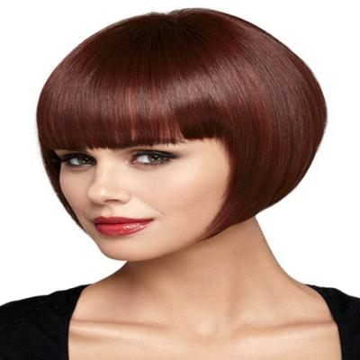 China Bob Wigs Bangs Blue Golden Synthetic Straight Swiss Lace Short Brown Purple Green Brown Cosplay Red Black White Wig for sale