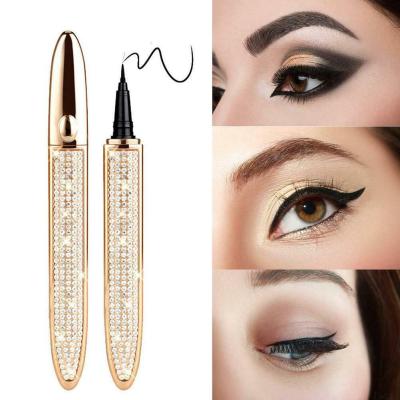 China Diamond Eye Liner Pencil Waterproof Magic Self-adhesive Black Glue Quick-drying Eyeliner Pen Eyelash Eye Makeup Tools No for sale