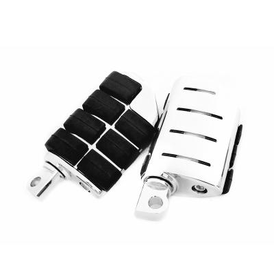 China Aluminum+Rubber Chrome Aluminum Rubber Foot Pegs Foot Rest For Chopper Cafe Racer Touring Road King Footpeg for sale