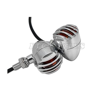 China Cast Aluminum Chrome Classic Grilled Bobber Indicator Motorcycle Turn Signals for sale