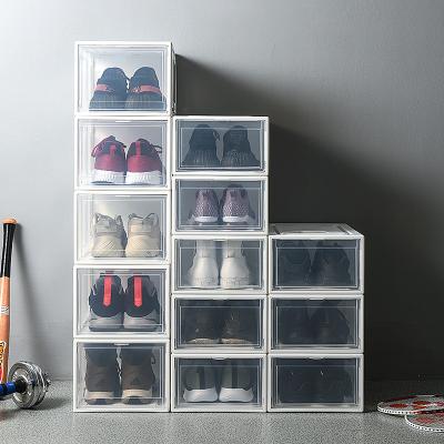 China AJ Collection Plastic Acrylic Net Red Sho Shoe Box Oxidation Proof Shoe Ball Storage Box Multifunctional Clear Shoe Cabinet Storage for sale