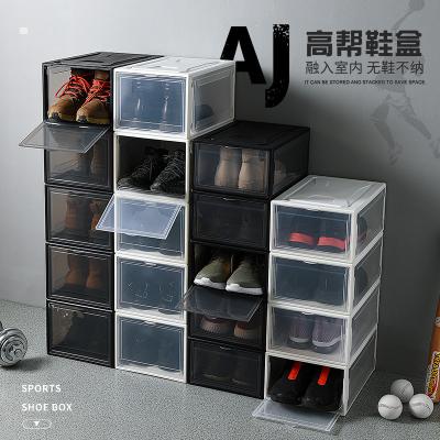 China AJ Collection Plastic Acrylic Net Red Sho Shoe Box Oxidation Proof Shoe Ball Storage Box Multifunctional Clear Shoe Cabinet Storage for sale