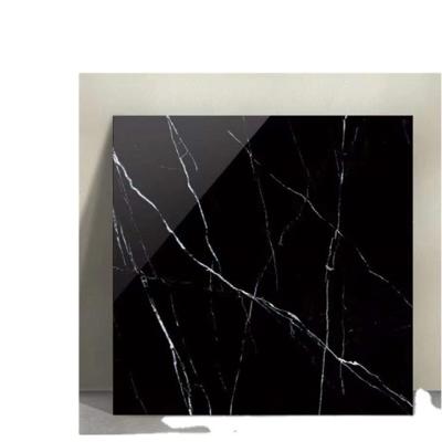 China Modern Hot Sale Black Polished Marble Slab Customized Black Marble Tile With White Veins for sale