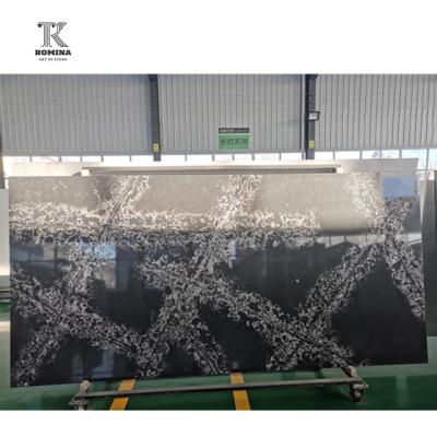 China Modern High Quality Polished Artificial Quartz Stone Wholesale Black Artificial Quartz Stone Countertops for sale